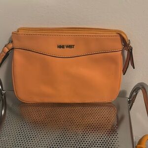 Nine West Orange Crossbody Bag with Smooth Leather and Adjustable Strap